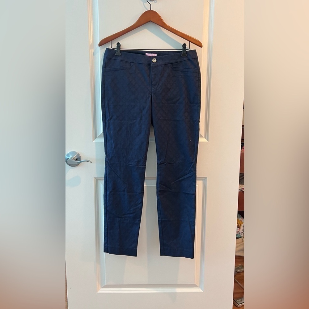 Lilly Pulitzer Kelly Textured Pants Navy Size 8 - Picture 2 of 16